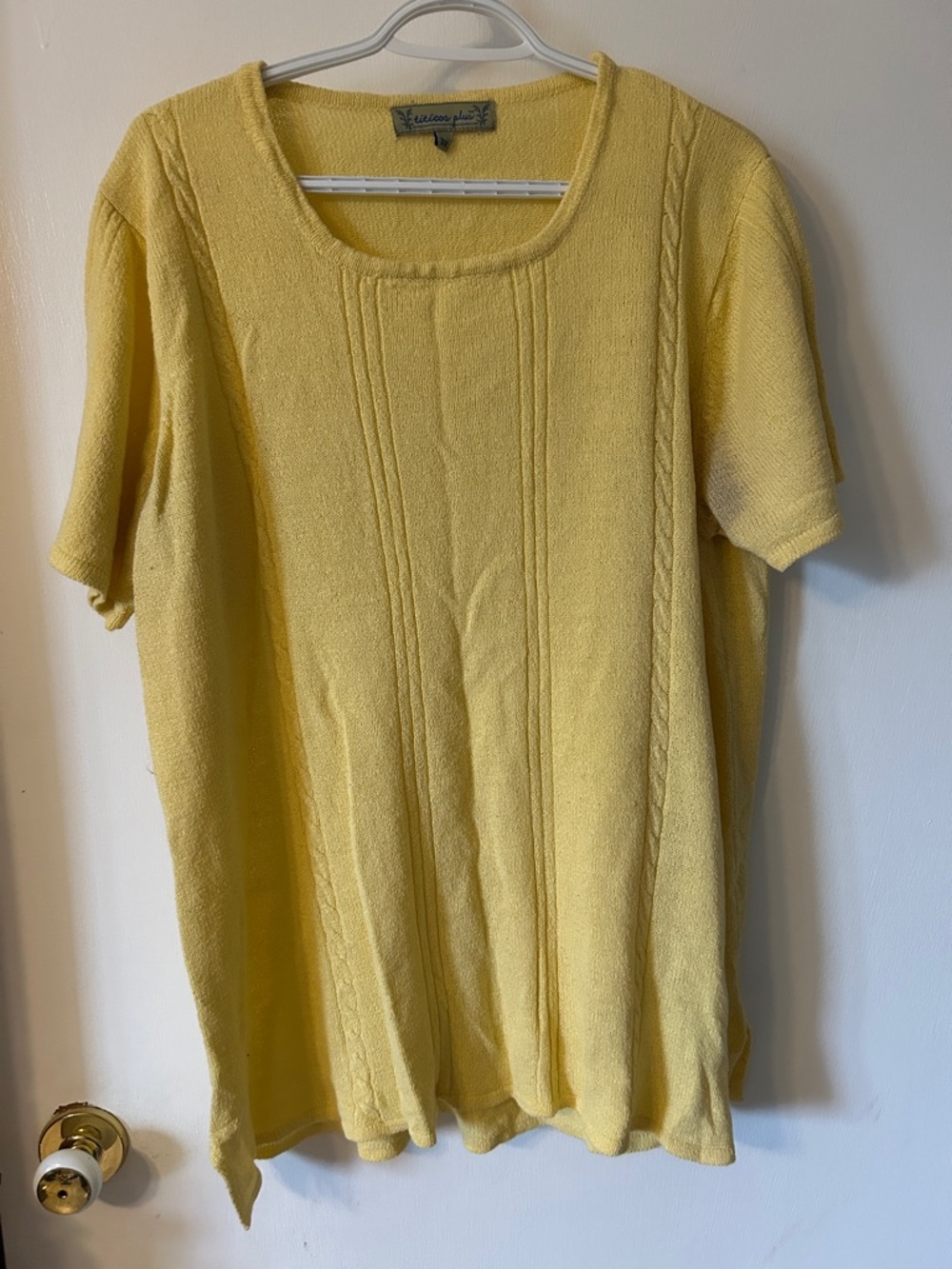 Titicos Plus Yellow Knit Short Sleeve Sweater